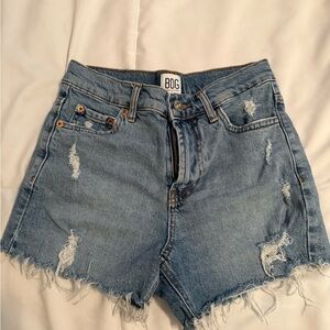 BDG Women's Frayed Jean Shorts - Light Blue